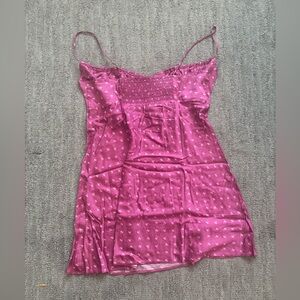 Pink cherry print midi slip dress